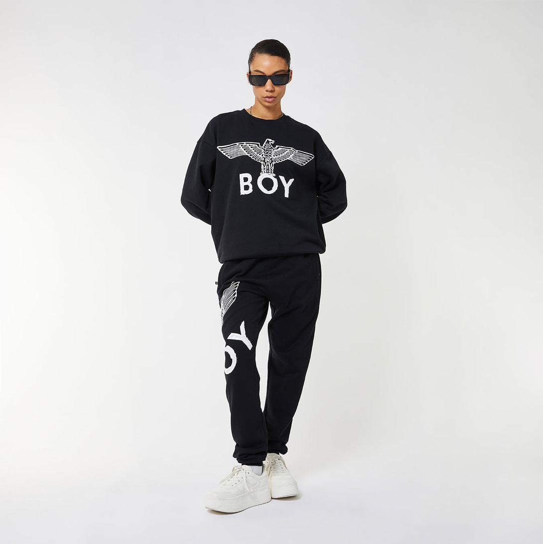 BOY EAGLE SCRIBBLE SWEATSHIRT WOMENS - BLACK/WHITE