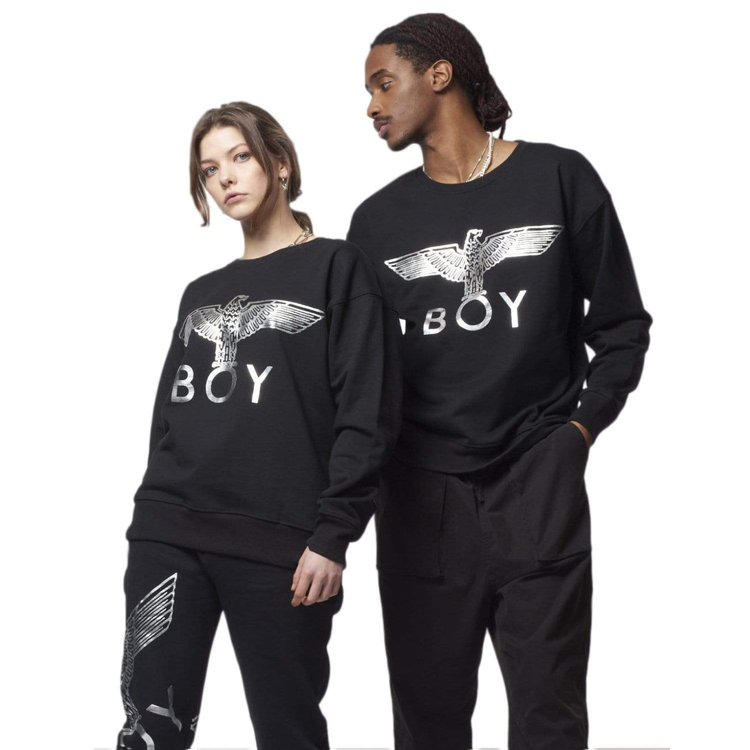 BOY EAGLE SWEATSHIRT - BLACK/SLIVER