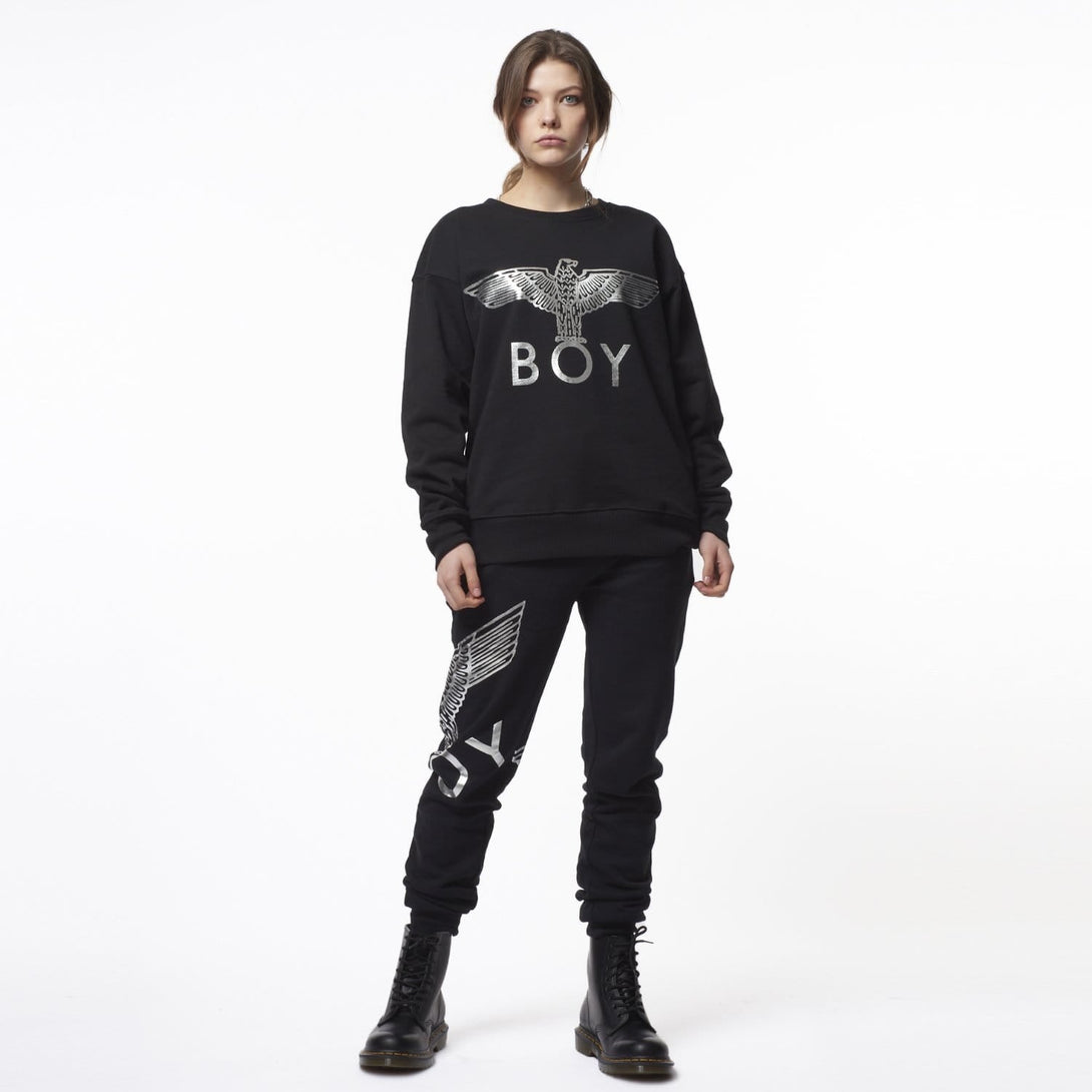 BOY EAGLE SWEATSHIRT - BLACK/SLIVER