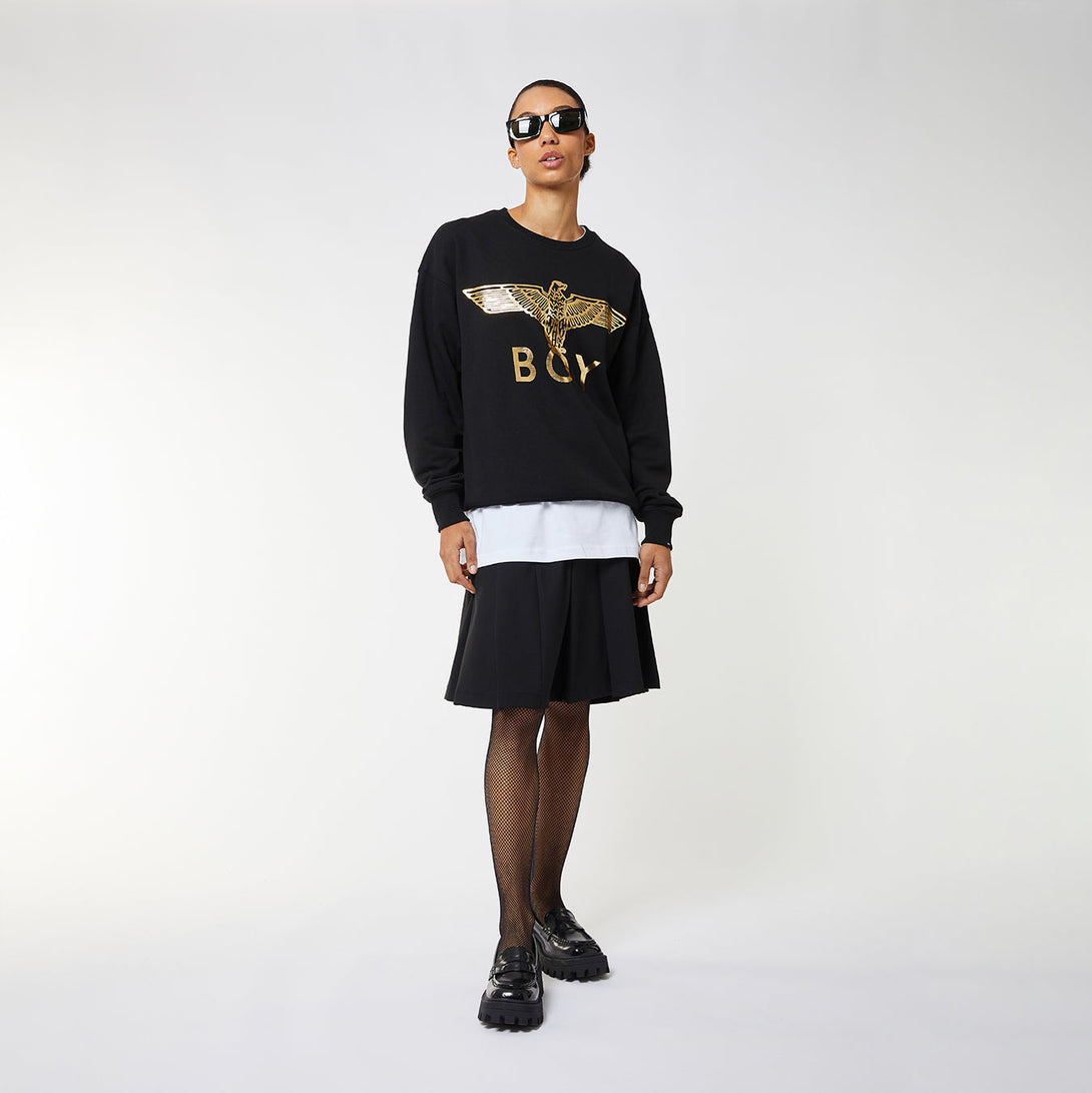 BOY EAGLE SWEATSHIRT WOMENS - BLACK/GOLD