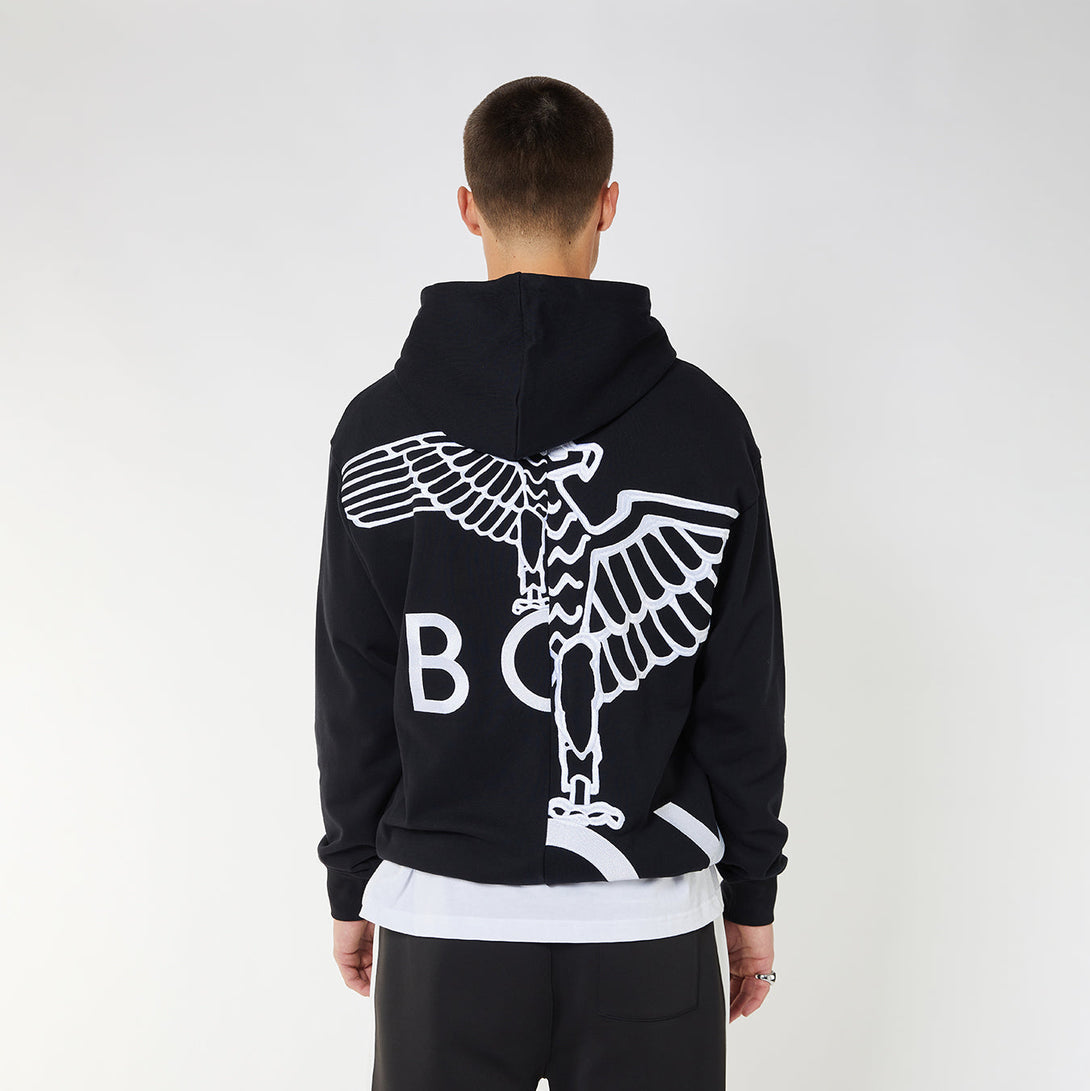 BOY EAGLE TYPO EMBROIDERY HOODIE - BLACK