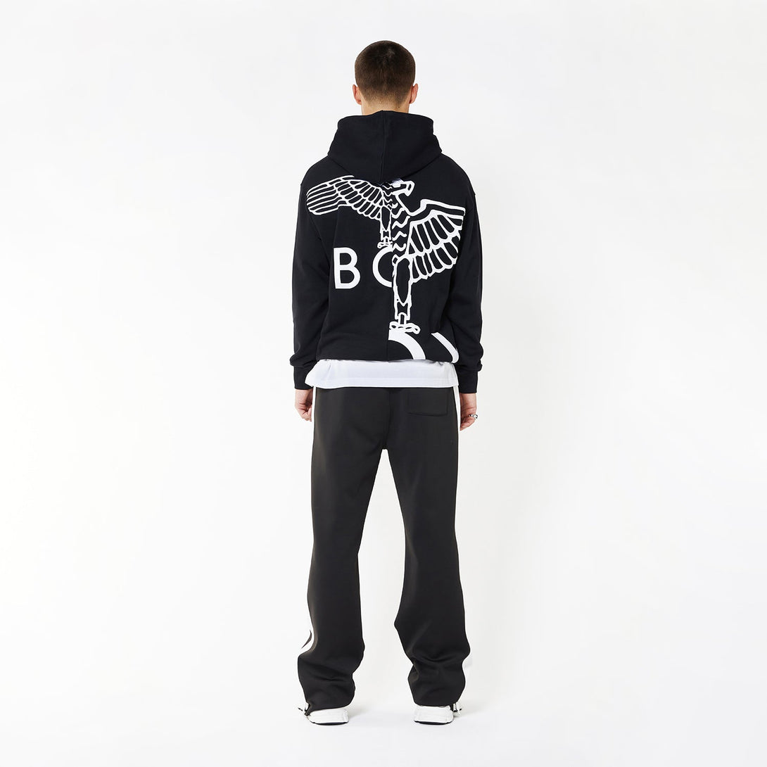 BOY EAGLE TYPO EMBROIDERY HOODIE - BLACK