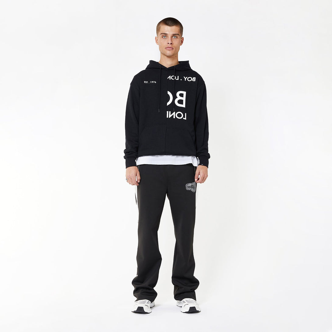 BOY EAGLE TYPO EMBROIDERY HOODIE - BLACK