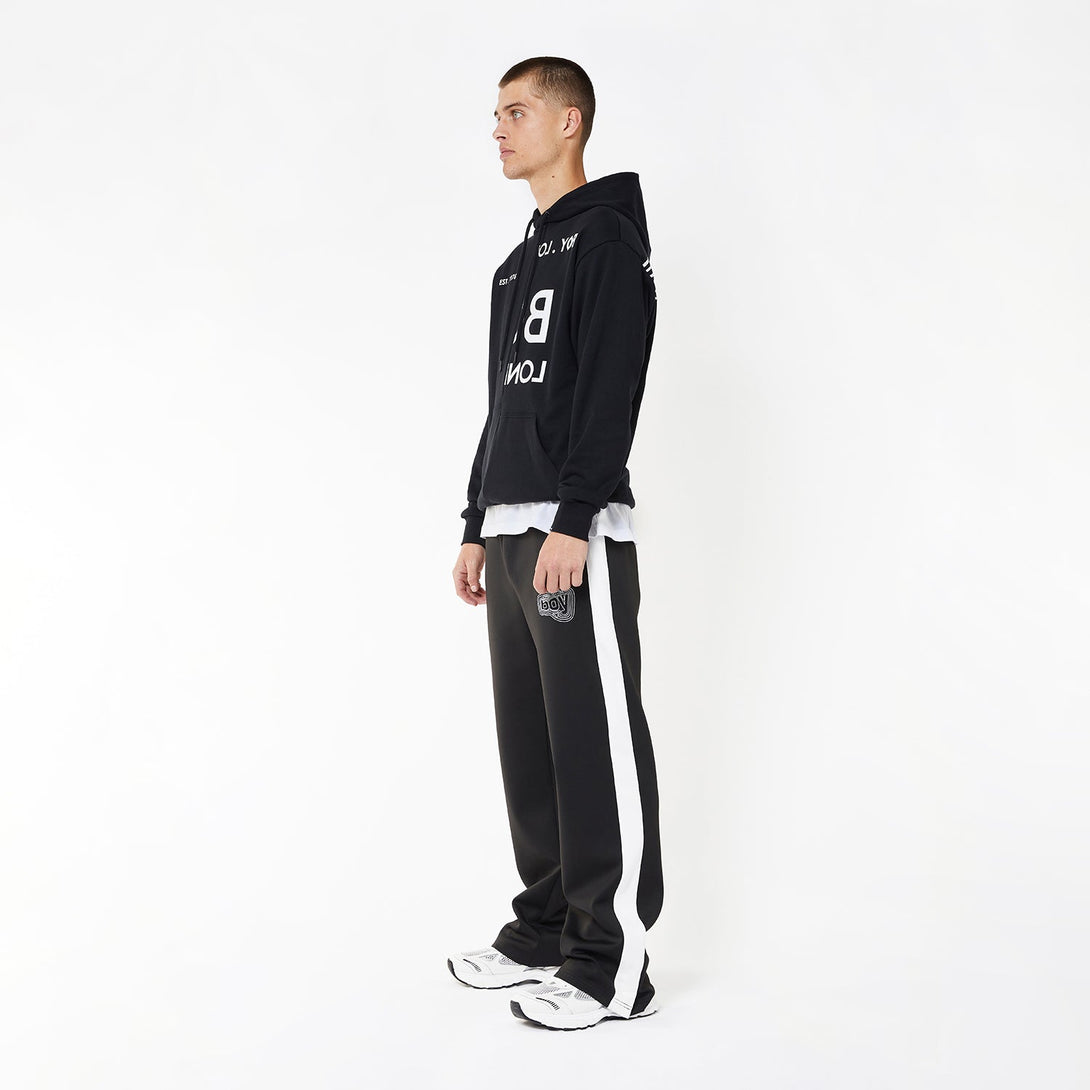 BOY EAGLE TYPO EMBROIDERY HOODIE - BLACK