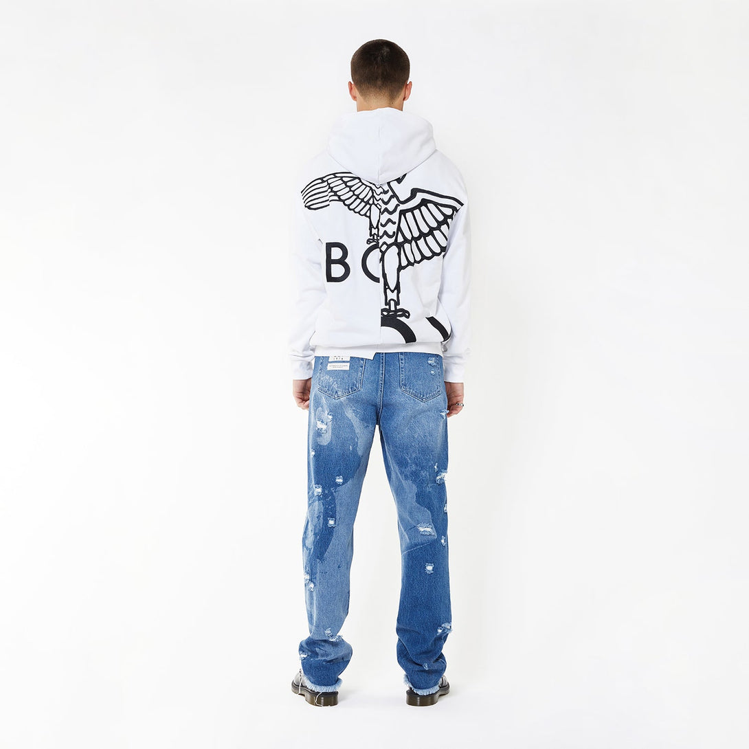 BOY EAGLE TYPO EMBROIDERY HOODIE - WHITE