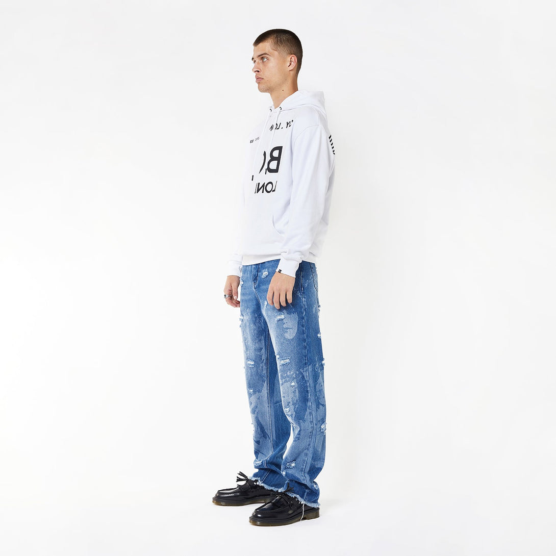 BOY EAGLE TYPO EMBROIDERY HOODIE - WHITE