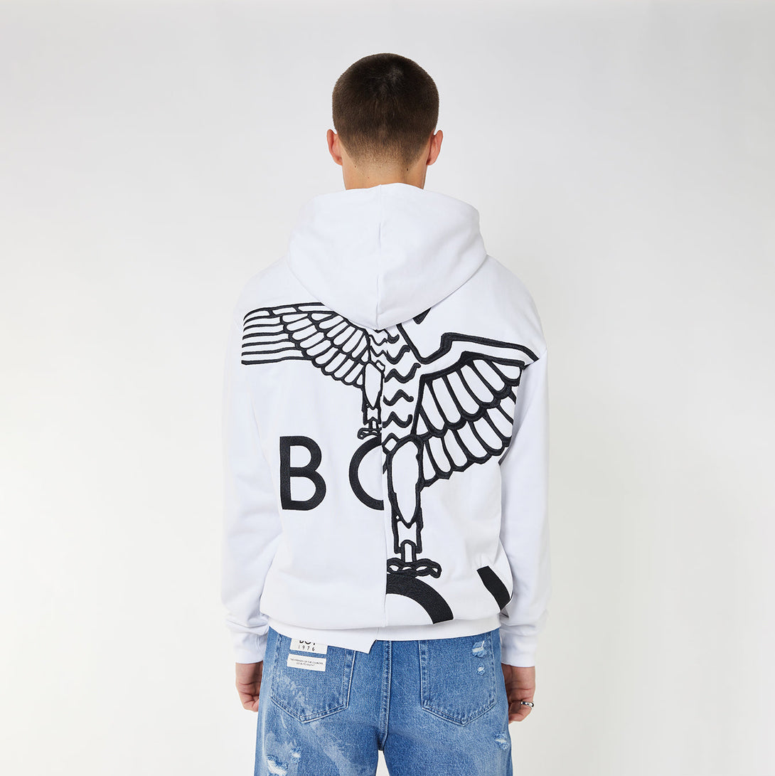 BOY EAGLE TYPO EMBROIDERY HOODIE - WHITE