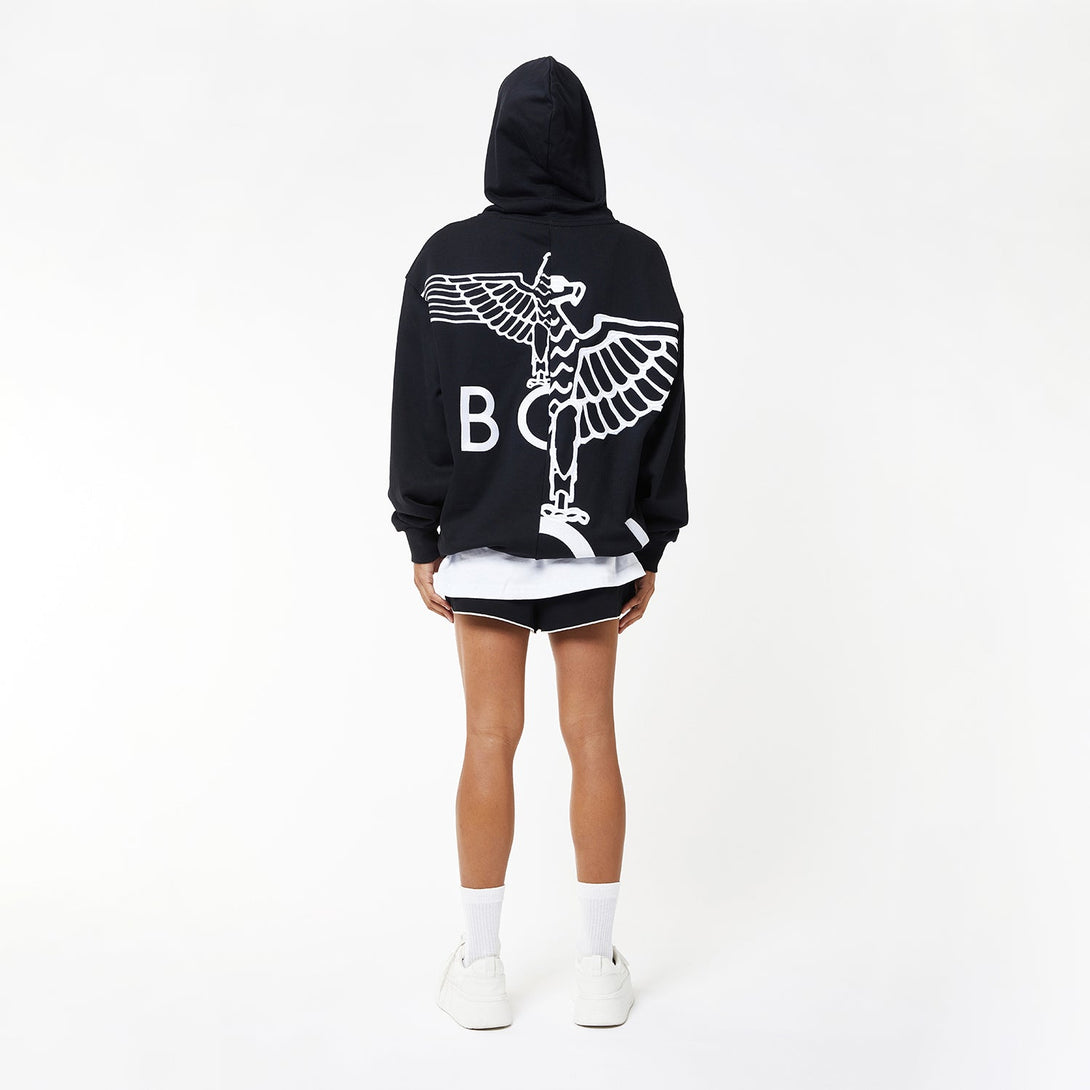 BOY EAGLE TYPO EMBROIDERY HOODIE WOMENS - BLACK