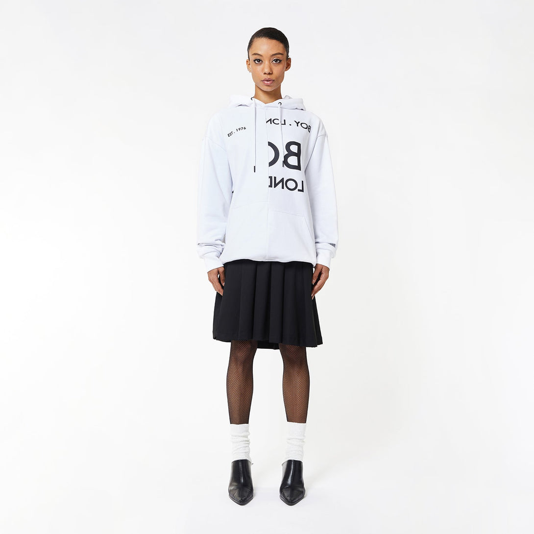 BOY EAGLE TYPO EMBROIDERY HOODIE WOMENS - WHITE