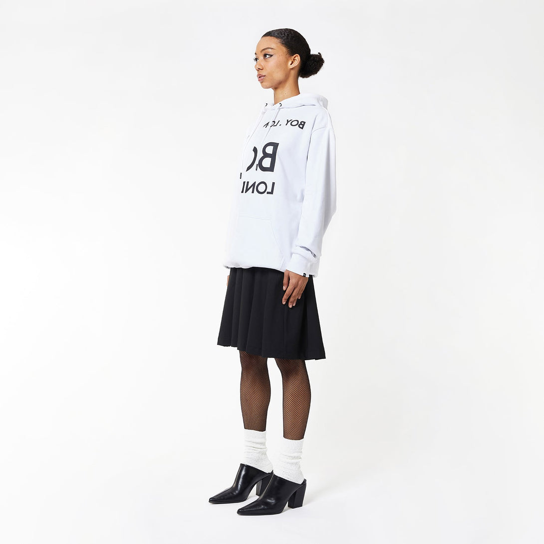 BOY EAGLE TYPO EMBROIDERY HOODIE WOMENS - WHITE