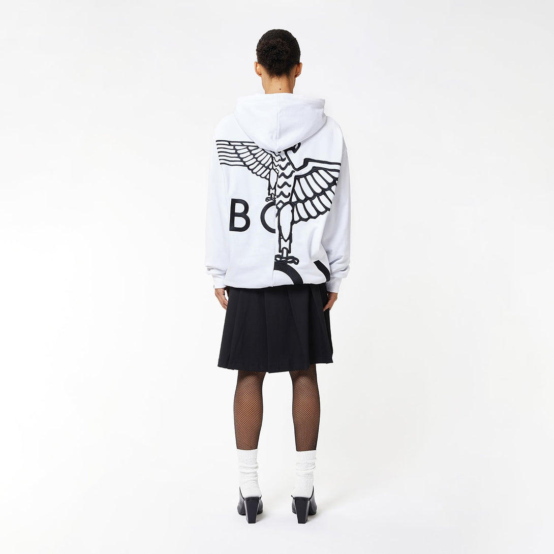 BOY EAGLE TYPO EMBROIDERY HOODIE WOMENS - WHITE