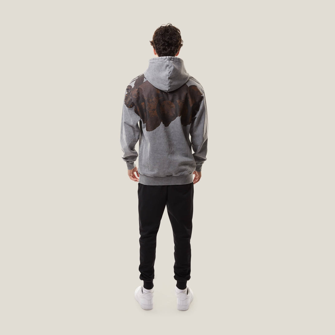 BOY FLORAL HOODIE - WASHED GREY