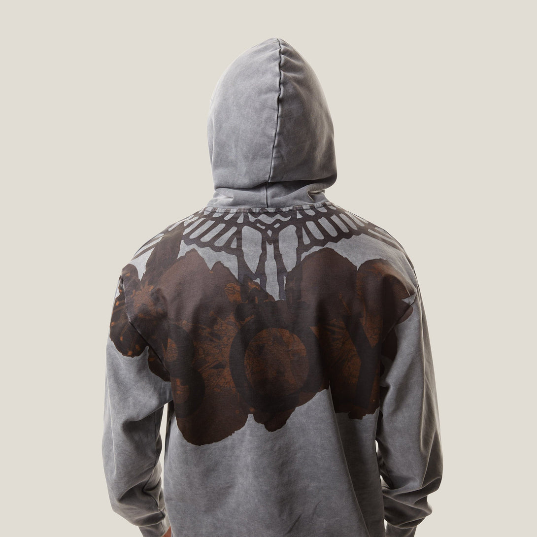 BOY FLORAL HOODIE - WASHED GREY