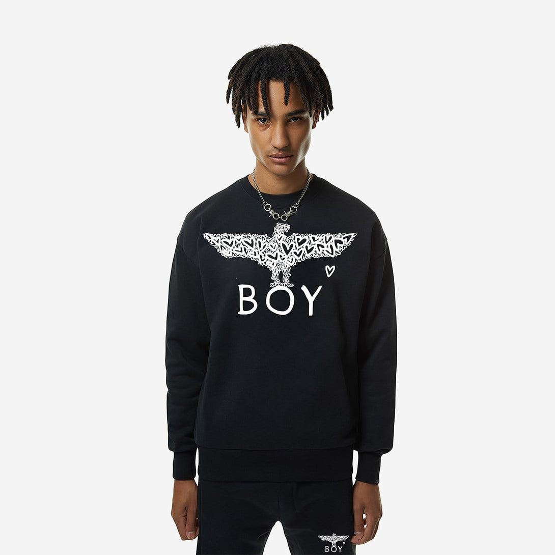 BOY HEARTS SWEATSHIRT - BLACK