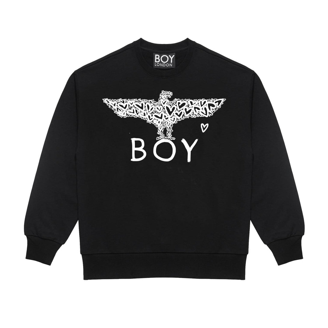 BOY HEARTS SWEATSHIRT - BLACK