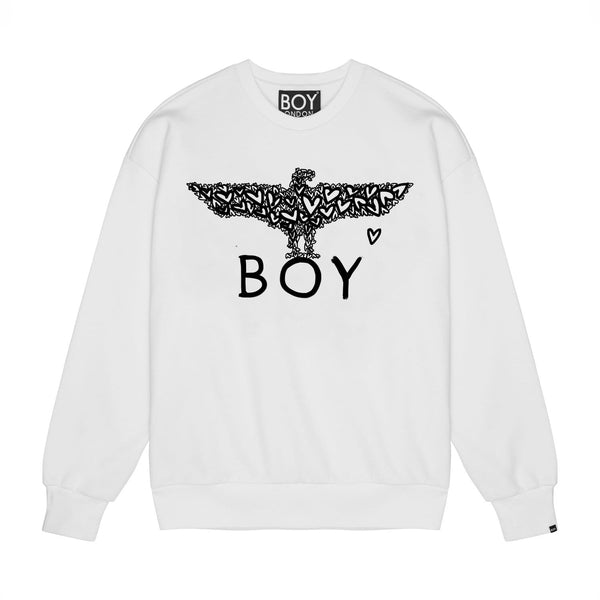 BOY HEARTS SWEATSHIRT - WHITE