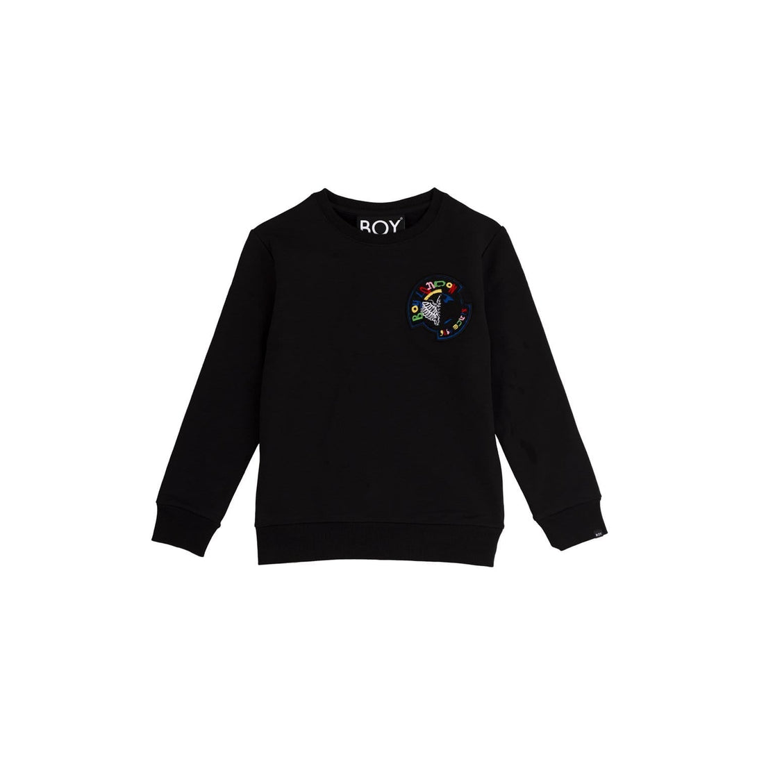 BOY KIDS BADGE SWEATSHIRT - BLACK