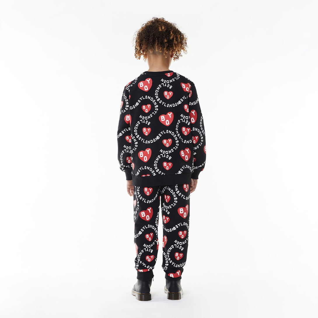 BOY KIDS HEART JOGGERS - BLACK