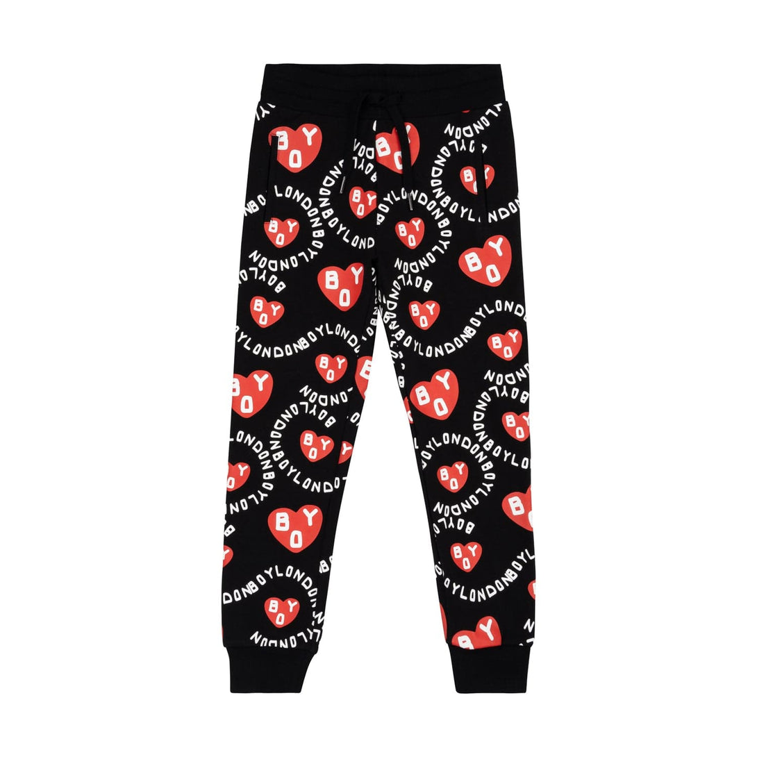 BOY KIDS HEART JOGGERS - BLACK