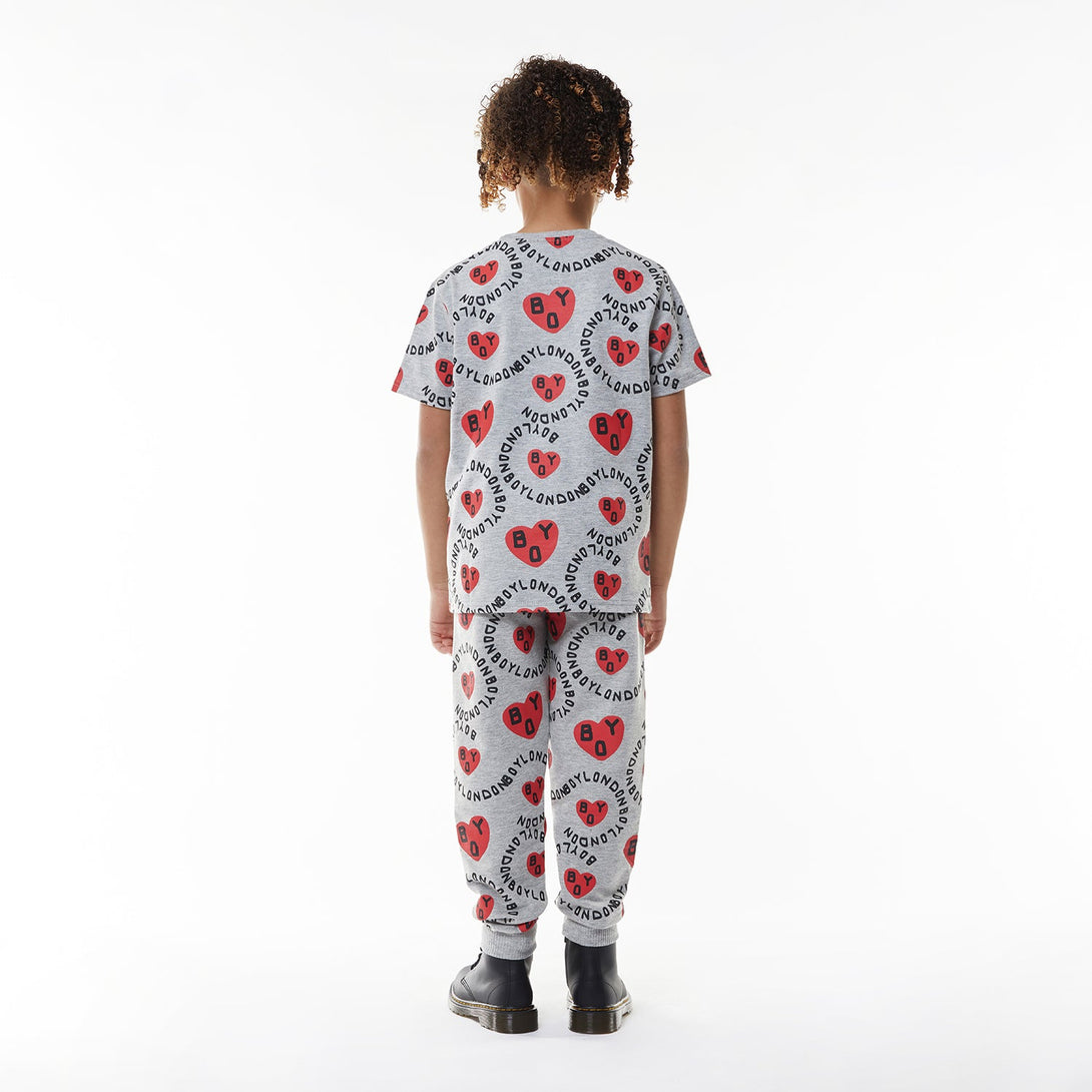 BOY KIDS HEART JOGGERS - GREY