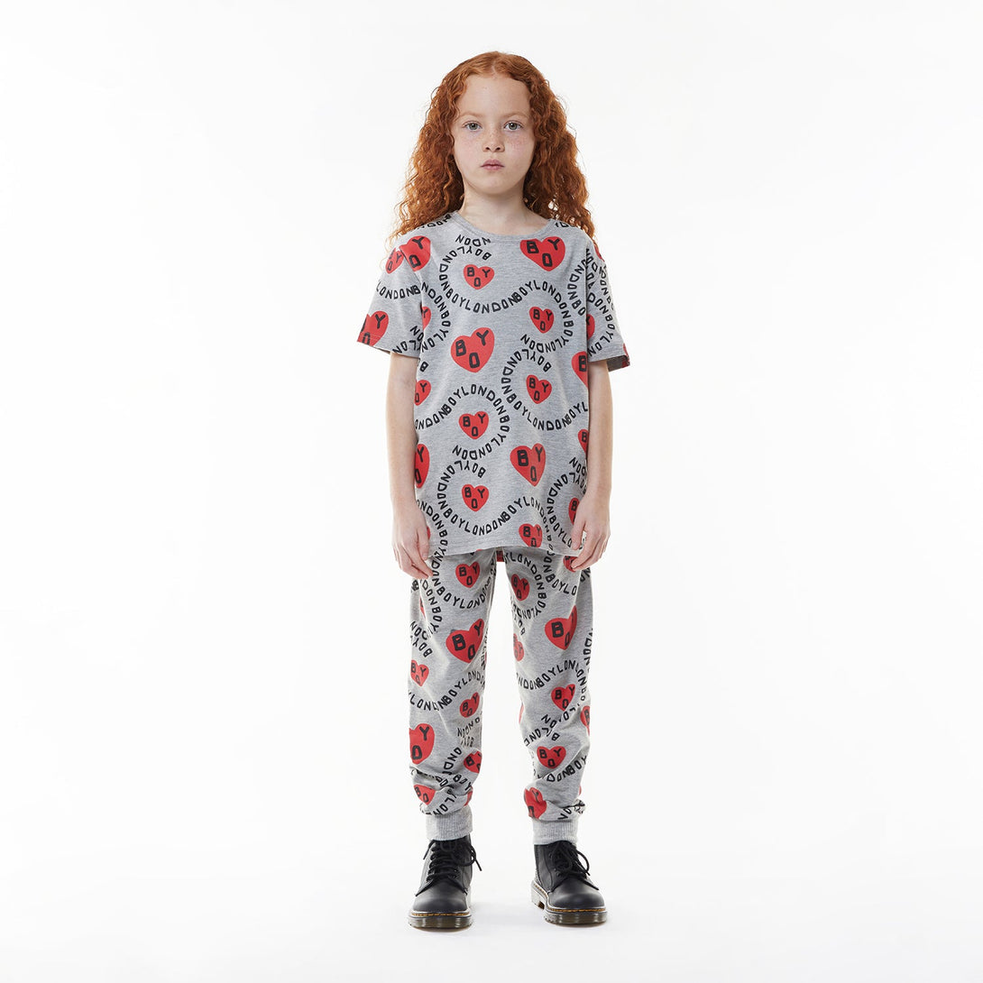 BOY KIDS HEART JOGGERS - GREY