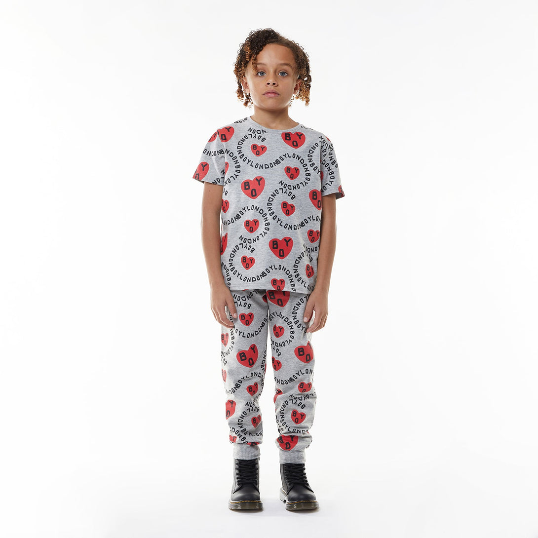 BOY KIDS HEART JOGGERS - GREY