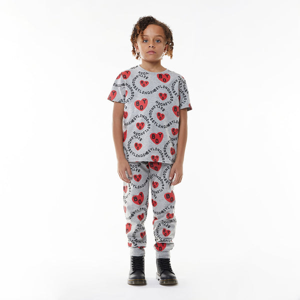 BOY KIDS HEART JOGGERS - GREY