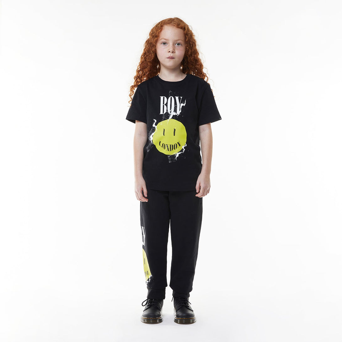 BOY KIDS TEXT GRAPHIC T-SHIRT - BLACK