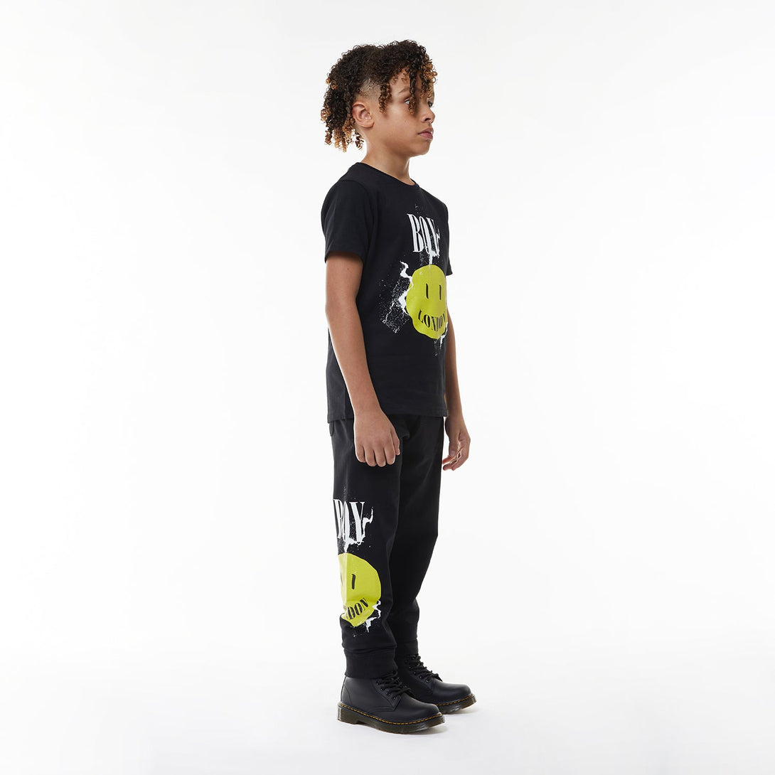 BOY KIDS TEXT GRAPHIC T-SHIRT - BLACK