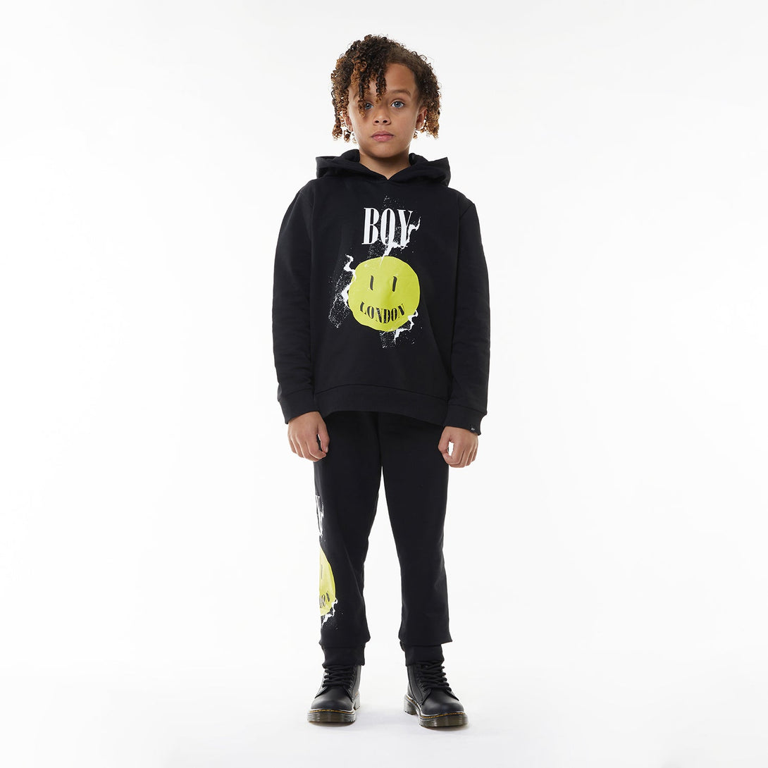 BOY KIDS TEXT HOODIE - BLACK