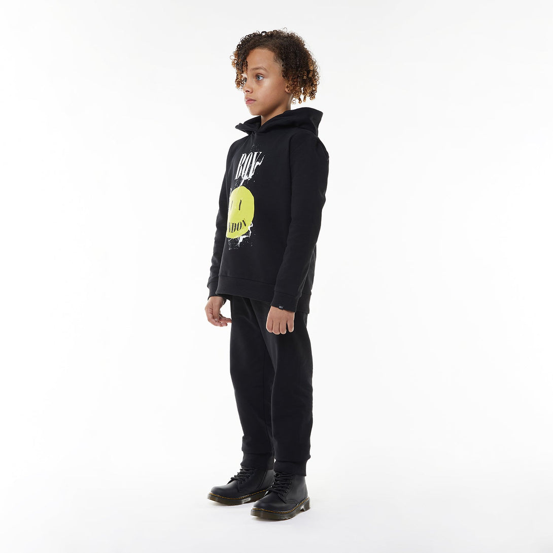 BOY KIDS TEXT HOODIE - BLACK