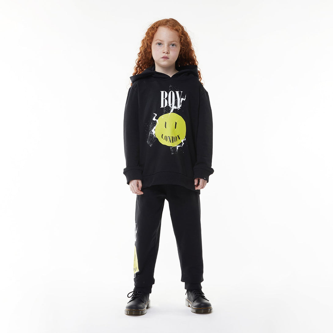 BOY KIDS TEXT HOODIE - BLACK