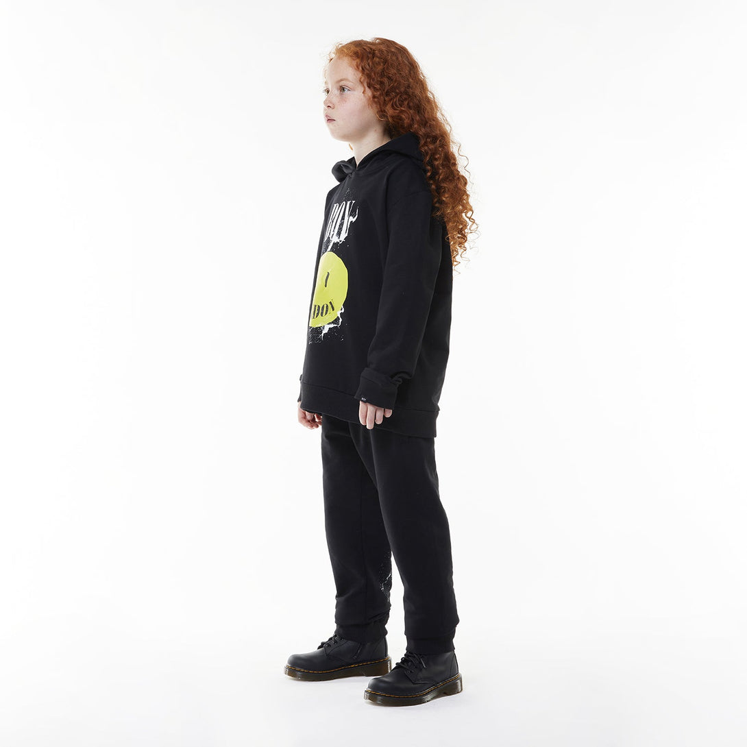 BOY KIDS TEXT HOODIE - BLACK