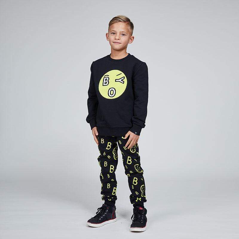 BOY KIDS TOWELLING EMOJI SWEATSHIRT - BLACK