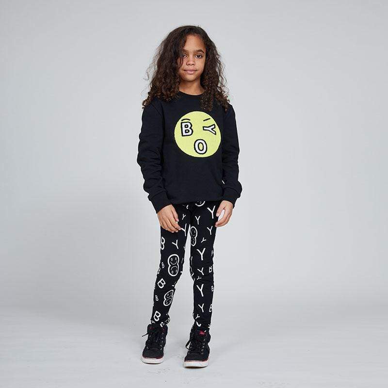 BOY KIDS TOWELLING EMOJI SWEATSHIRT - BLACK