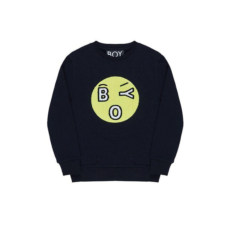 BOY KIDS TOWELLING EMOJI SWEATSHIRT - BLACK