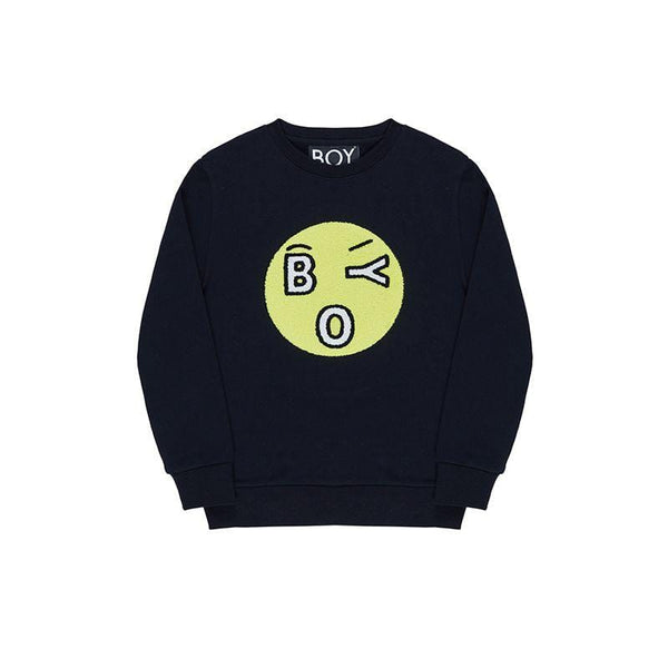 BOY KIDS TOWELLING EMOJI SWEATSHIRT - BLACK