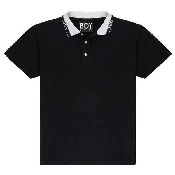 BOY KNITTED COLLAR T-SHIRT - BLACK