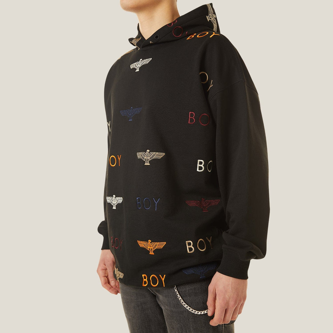 BOY MANIA EMBROIDERY HOODIE - BLACK