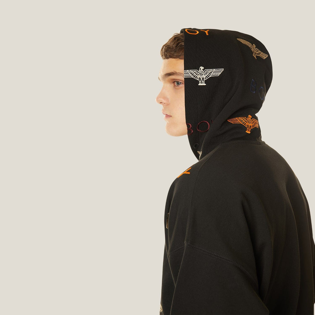 BOY MANIA EMBROIDERY HOODIE - BLACK