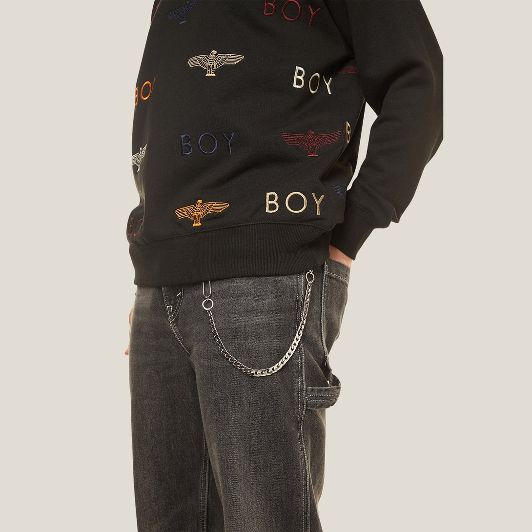 BOY MANIA EMBROIDERY HOODIE - BLACK