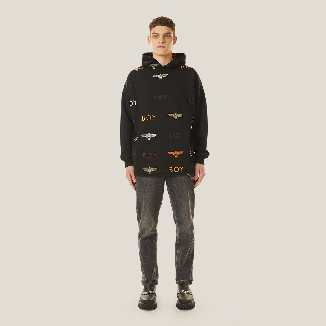 BOY MANIA EMBROIDERY HOODIE - BLACK