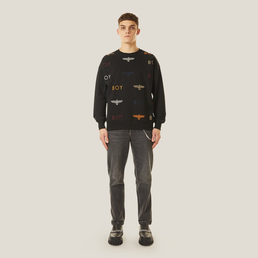 BOY MANIA EMBROIDERY SWEATSHIRT- BLACK