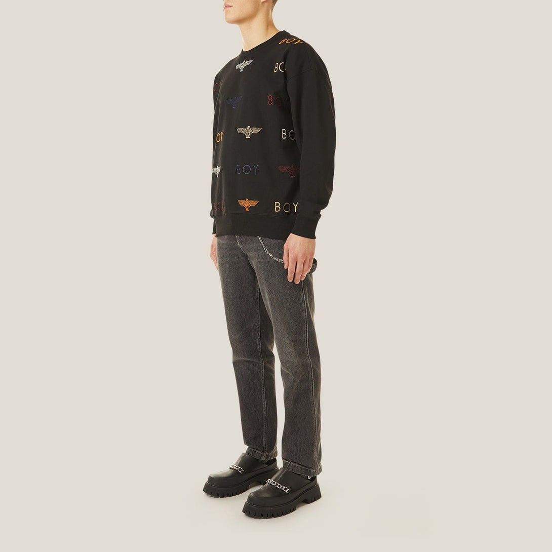 BOY MANIA EMBROIDERY SWEATSHIRT- BLACK