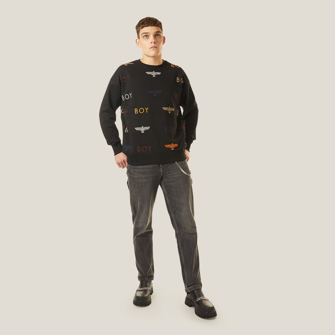 BOY MANIA EMBROIDERY SWEATSHIRT- BLACK