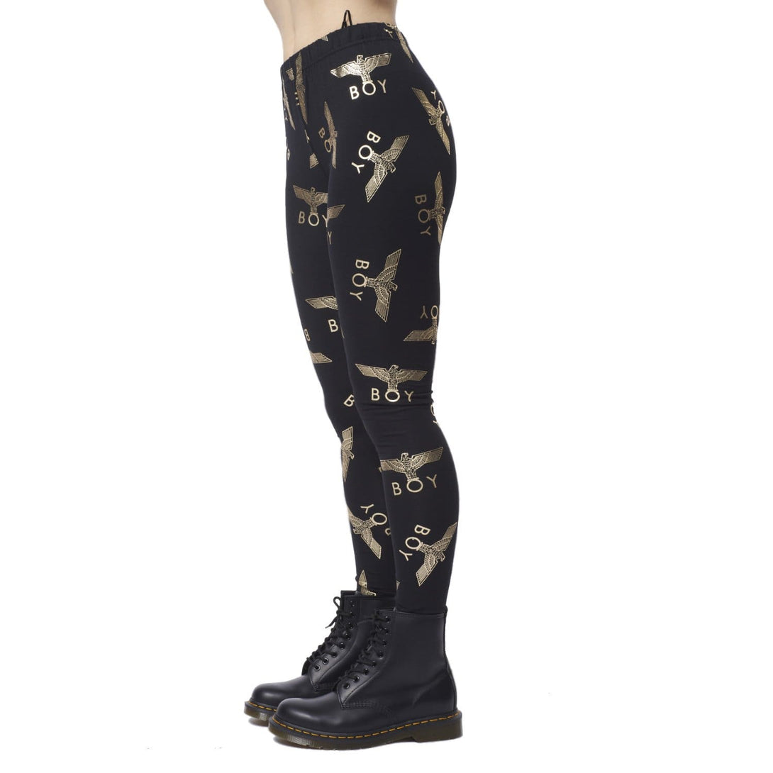 BOY REPEAT LEGGINGS - BLACK/GOLD