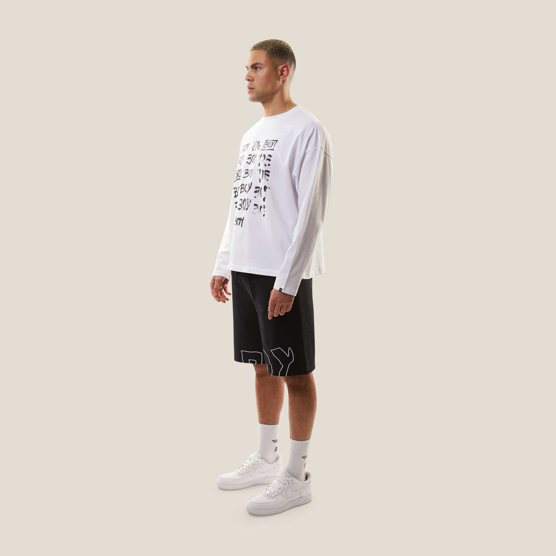 BOY REPEAT LONG SLEEVE GRAPHIC TOP - WHITE