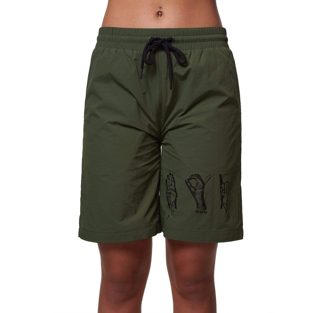 BOY SIGN NYLON SHORTS - KHAKI