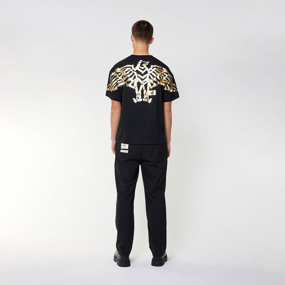 BOY TAPE EAGLE BACKPRINT T-SHIRT - BLACK/GOLD