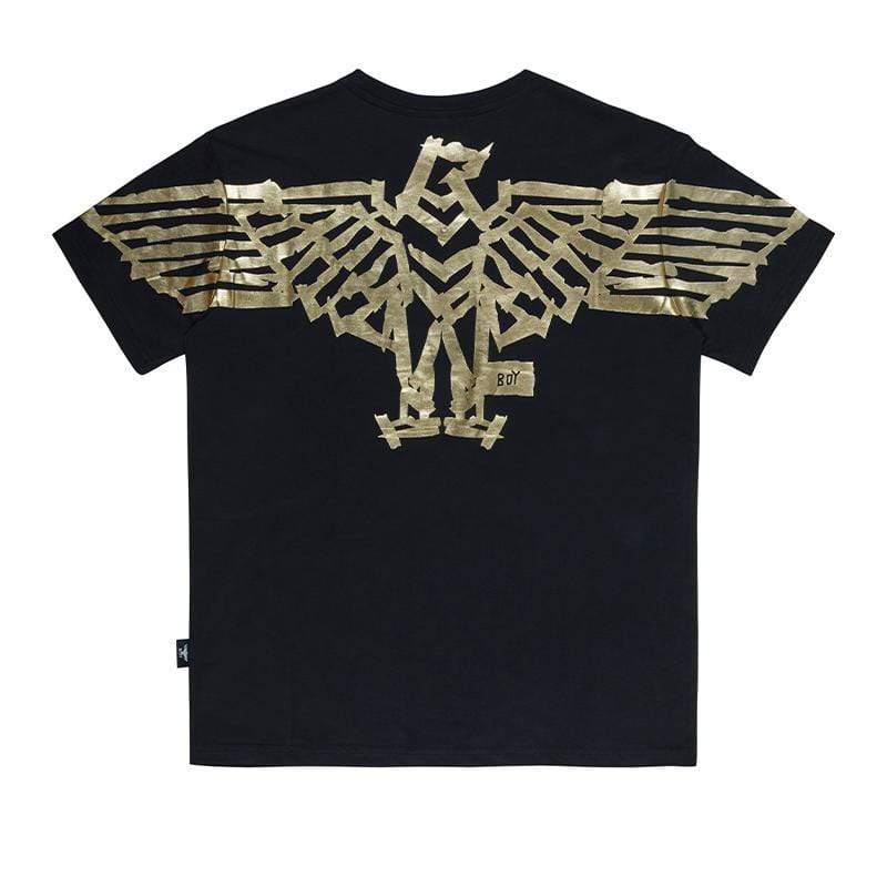 BOY TAPE EAGLE BACKPRINT T-SHIRT - BLACK/GOLD